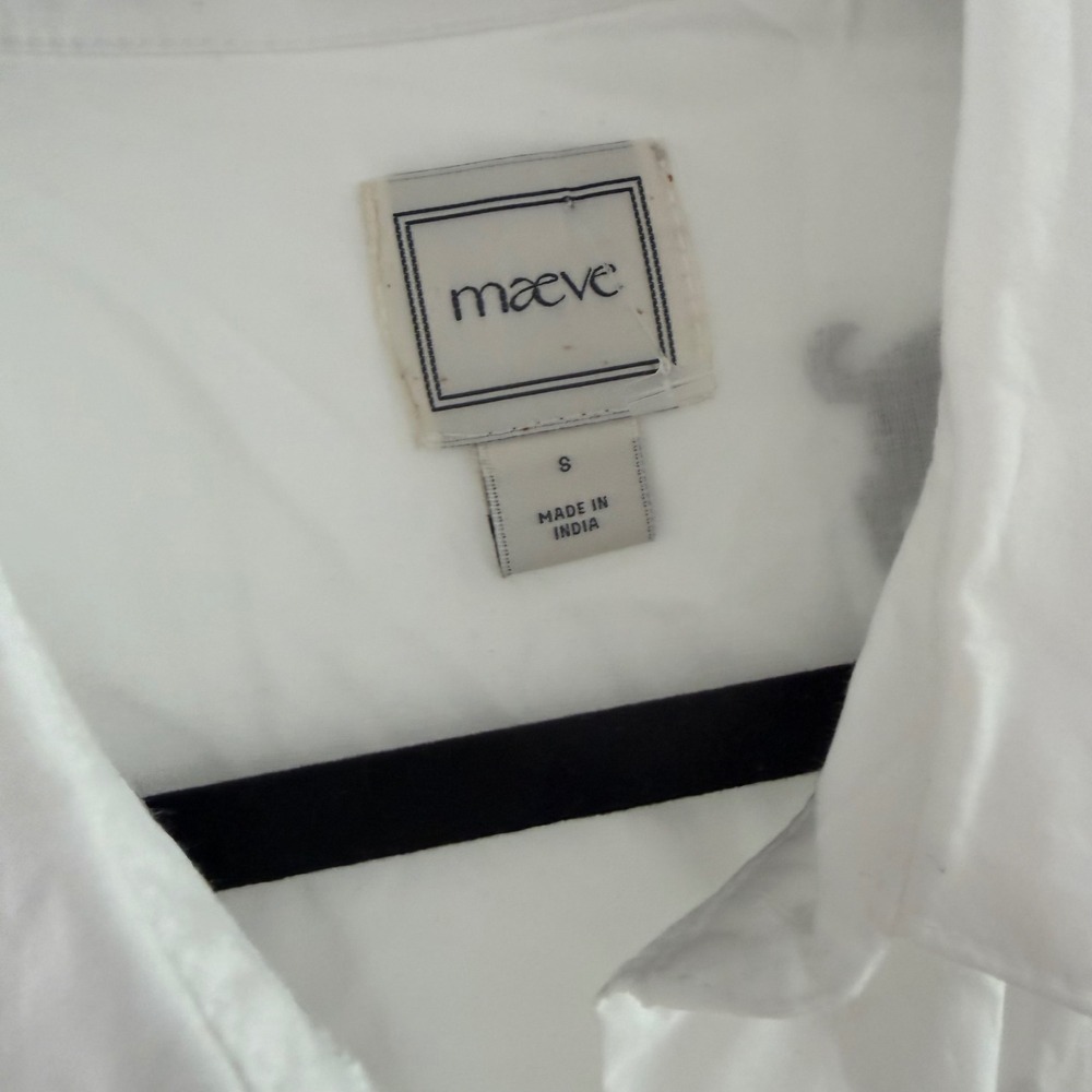 Maeve Anthropologie Sleeveless Mini Shirt Dress White Embroidered Dogs Puppy S - Picture 3 of 7